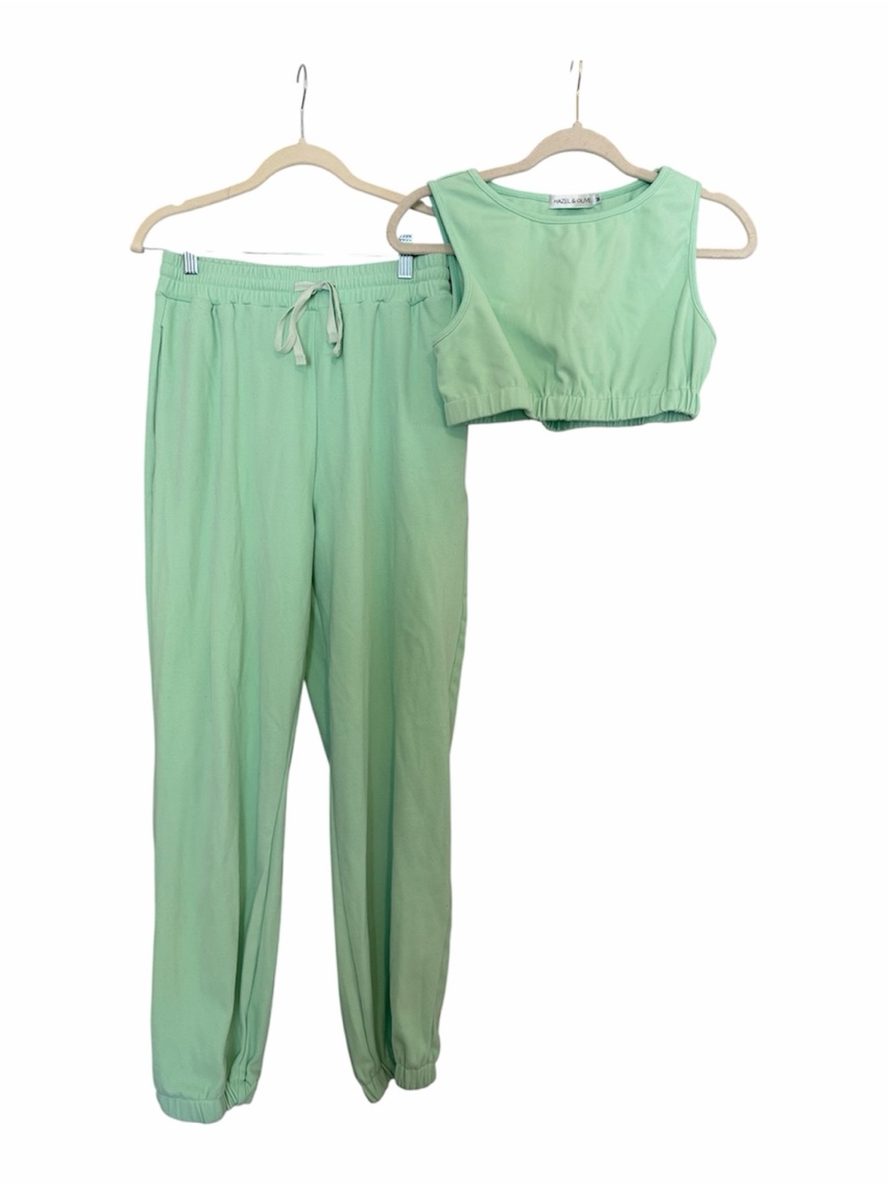 Women's Mint Green Crop Tank & Drawstring Joggers Set